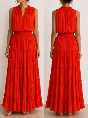 Lola & Sophie Tiered Maxi Dress in Poppy Small like New